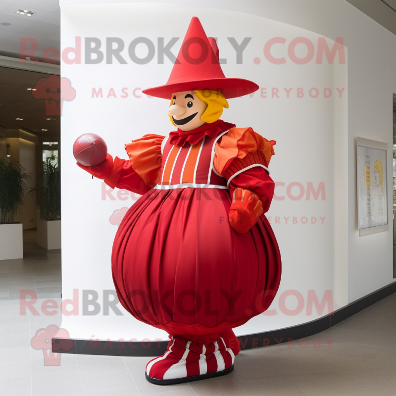 Red Swiss Guard mascot costume character dressed with a Ball Gown and Hats