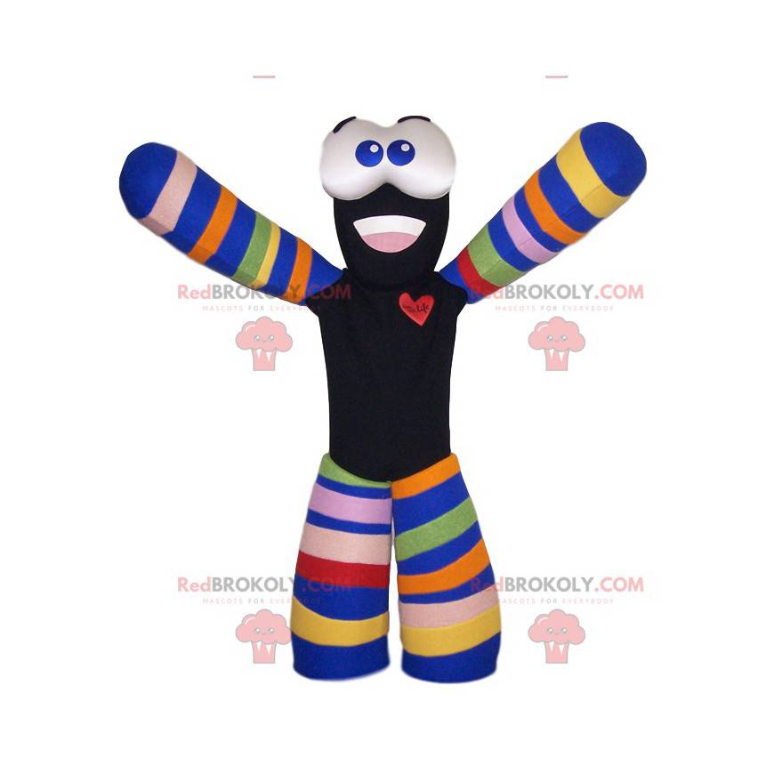 Mascote do boneco de neve preto e multicolorido - Redbrokoly.com