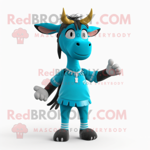 Cyan Okapi maskot kostume...