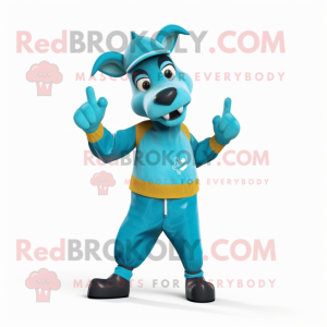 Cyan Okapi maskot kostume...