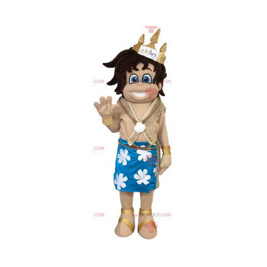 Mascote do príncipe havaiano em trajes tradicionais -