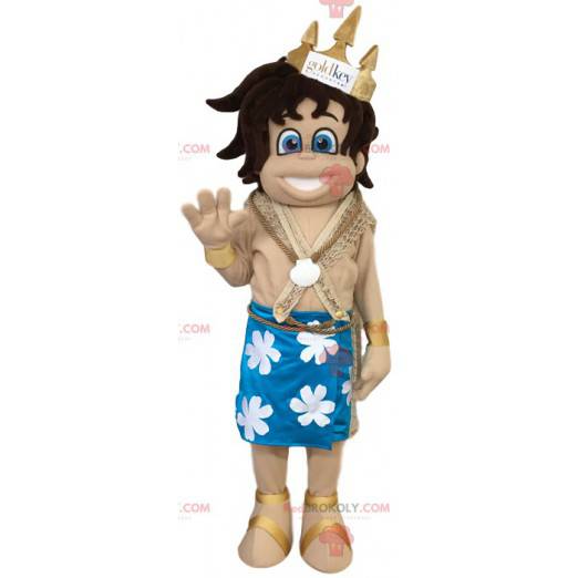 Mascote do príncipe havaiano em trajes tradicionais -