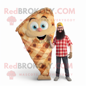 Beige Pizza Slice maskot...