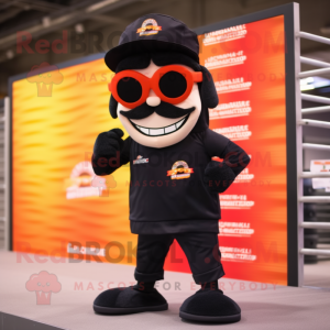 Black Fire Fighter mascot costume character dressed with a Running Shorts and Sunglasses