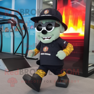 Black Fire Fighter mascotte...