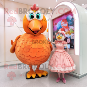 Peach Turkey maskot kostym...