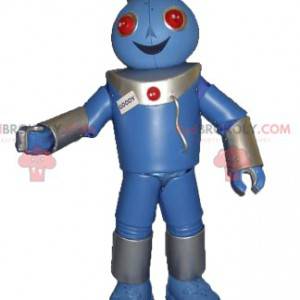 Very happy blue robot mascot - Redbrokoly.com