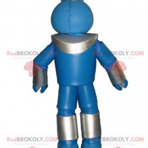 Very happy blue robot mascot - Redbrokoly.com