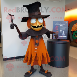 Rust Witch'S Hat mascot costume character dressed with a Pencil Skirt and Cufflinks