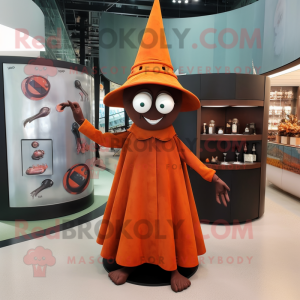 Rust Witch'S Hat mascot costume character dressed with a Pencil Skirt and Cufflinks
