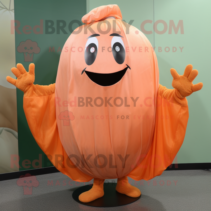 Peach Pumpkin mascot costume character dressed with a Cover-up and Gloves