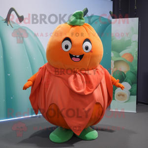 Peach Pumpkin mascot costume character dressed with a Cover-up and Gloves