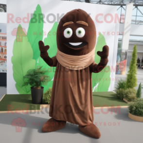 Brown Spinach mascot costume character dressed with a Jumpsuit and Scarf clips