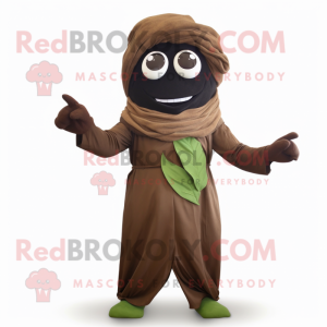 Brown Spinach mascot costume character dressed with a Jumpsuit and Scarf clips