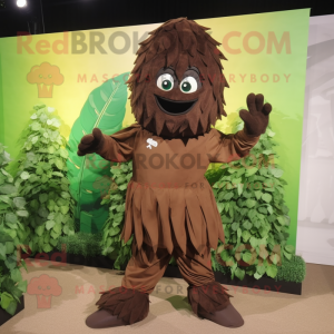 Brown Spinach mascot costume character dressed with a Jumpsuit and Scarf clips