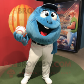 Turquoise Baseball Ball mascot costume character dressed with a Mom Jeans and Cufflinks