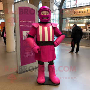 Pink Swiss Guard mascot costume character dressed with a Turtleneck and Foot pads