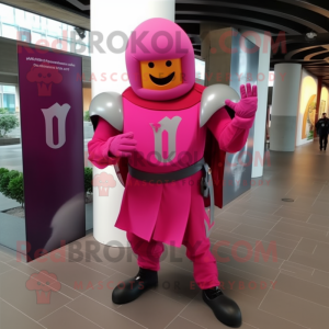 Pink Swiss Guard mascot costume character dressed with a Turtleneck and Foot pads