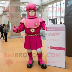 Pink Swiss Guard mascot costume character dressed with a Turtleneck and Foot pads