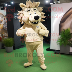 Beige Wild Boar mascot costume character dressed with a Leggings and Bracelet watches