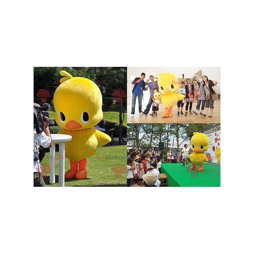 Mascote grande de pato amarelo e laranja - Redbrokoly.com
