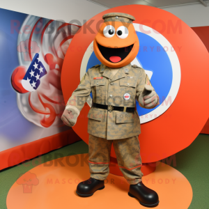 Rust American Soldier mascot costume character dressed with a Circle Skirt and Cufflinks