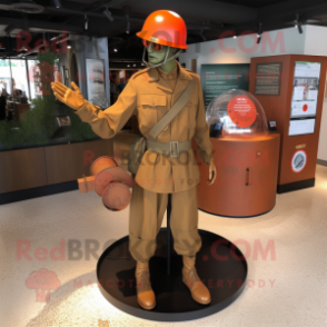 Rust American Soldier mascot costume character dressed with a Circle Skirt and Cufflinks