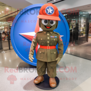 Rust American Soldier mascot costume character dressed with a Circle Skirt and Cufflinks