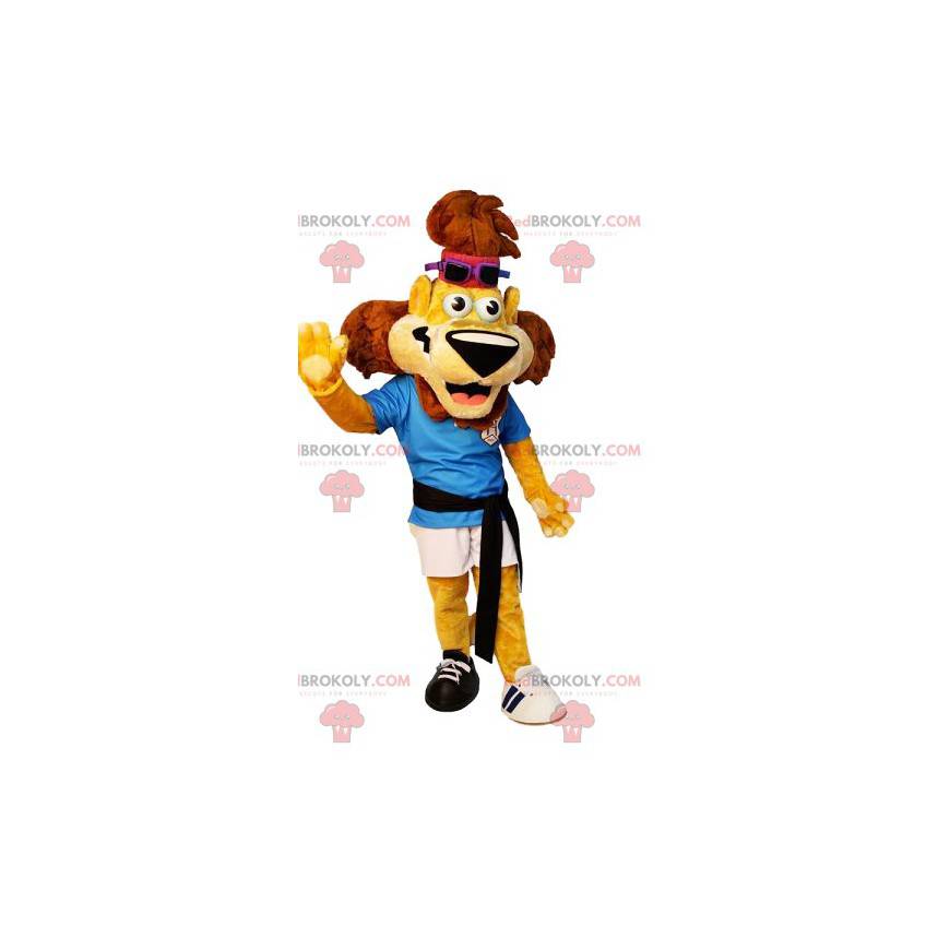 Super zábavný maskot lva ve sportovním oblečení - Redbrokoly.com Super zábavný maskot lva ve sportovním oblečení - Redbrokoly.com