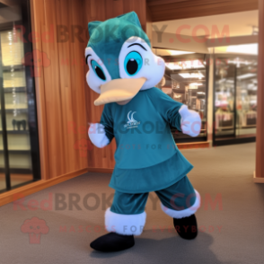 Teal Swan mascot costume character dressed with a Joggers and Ties