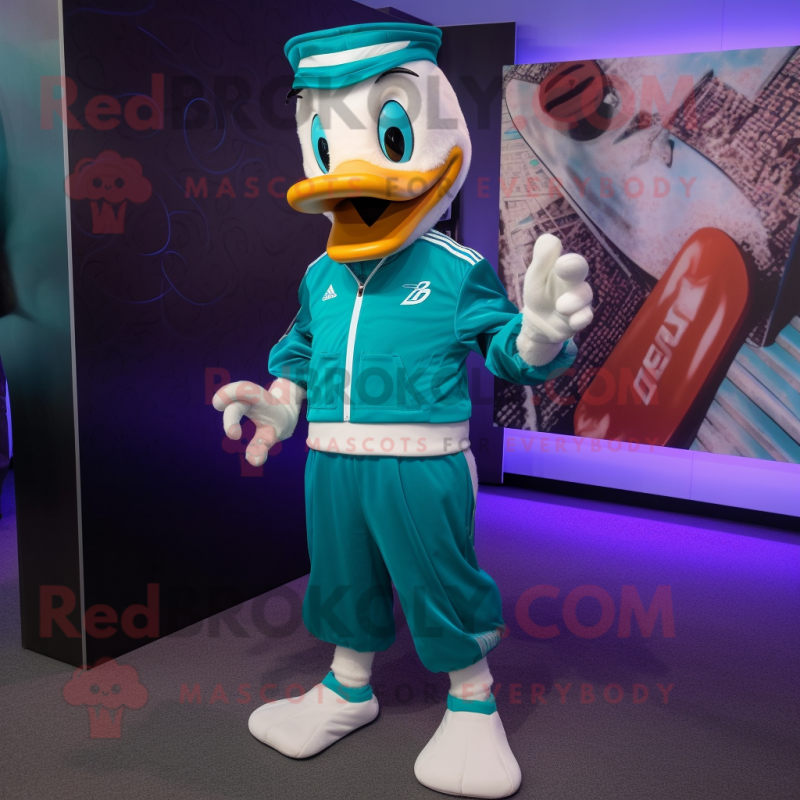 Teal Swan mascot costume character dressed with a Joggers and Ties