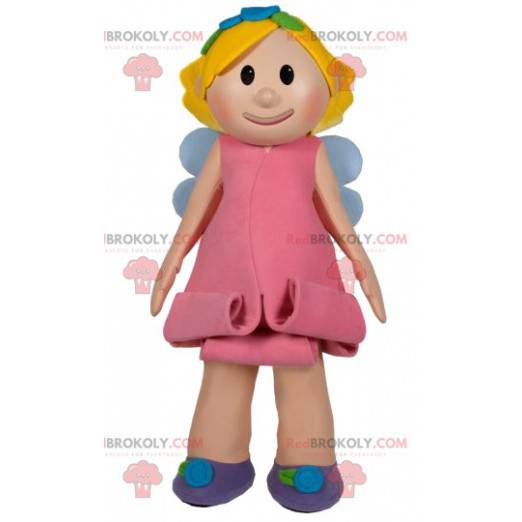 Liten le fe maskot med en söt rosa klänning - Redbrokoly.com