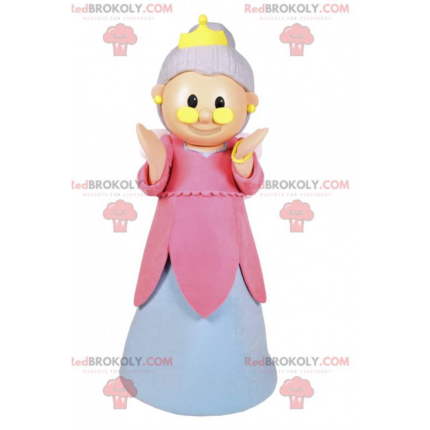 Fairy mascot with a pink and white dress and a crown -