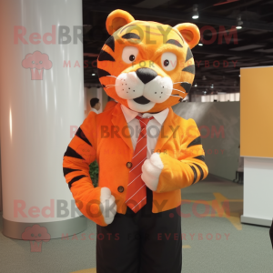 Orange Tiger maskot drakt...