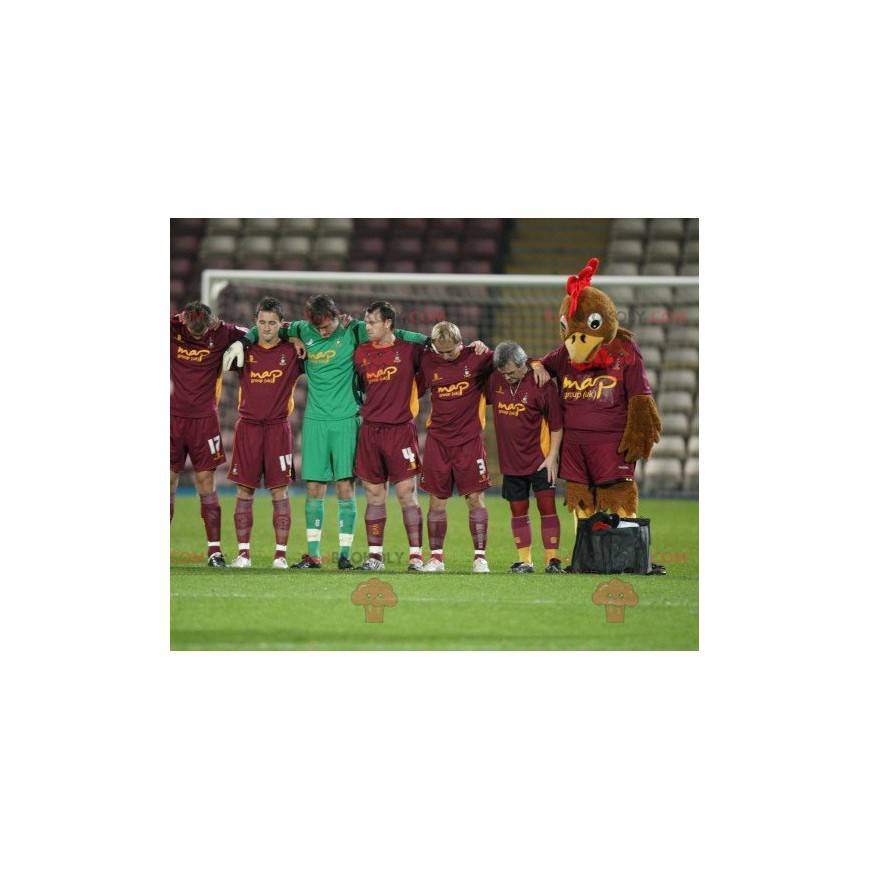 Maskot kohouta hnědá žlutá a červená - Redbrokoly.com Maskot kohouta hnědá žlutá a červená - Redbrokoly.com