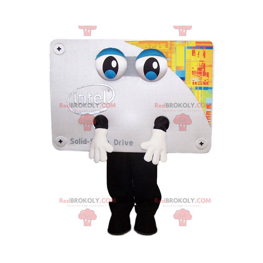 Gray graphic card mascot with big eyes - Redbrokoly.com