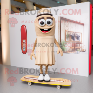 Beige Skateboard maskot...