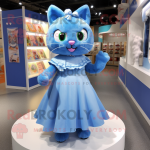 Sky Blue Cat maskot drakt...