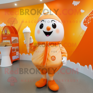 Orange Ice Cream mascot costume character dressed with a Capri Pants and Shawls