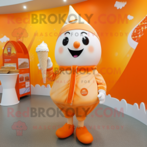Orange Ice Cream mascot costume character dressed with a Capri Pants and Shawls