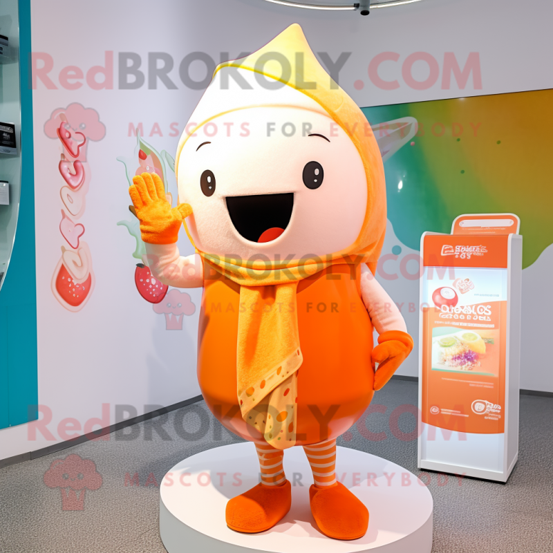 Orange Ice Cream mascot costume character dressed with a Capri Pants and Shawls