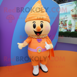 Orange Ice Cream mascot costume character dressed with a Capri Pants and Shawls