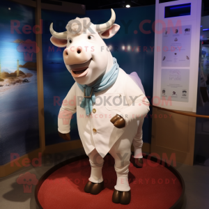 White Beef Wellington mascot costume character dressed with a Poplin Shirt and Bracelets