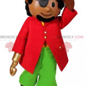 Mascote pirata com seu lindo traje e chapéu - Redbrokoly.com