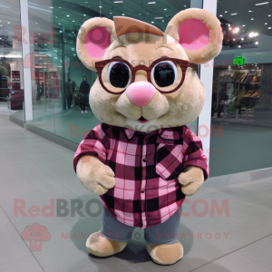 Pink hamster maskot kostume...