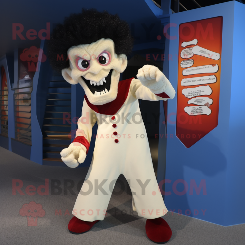 Cream Vampire mascot costume character dressed with a Henley Shirt and Foot pads Cream Vampire mascot costume character dressed with a Henley Shirt and Foot pads
