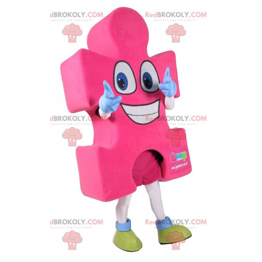 Super šťastný růžový kousek skládačky maskot - Redbrokoly.com