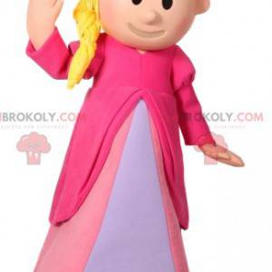 Princess mascot with a beautiful pink dress and her crown -