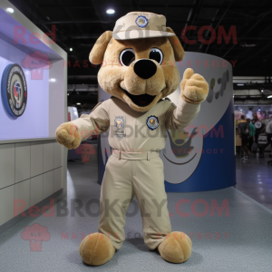 Beige Air Force Soldier mascot costume character dressed with a Playsuit and Bracelets