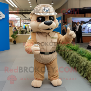 Beige Air Force Soldier mascot costume character dressed with a Playsuit and Bracelets